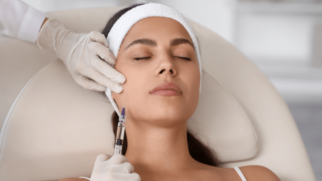Woman receiving dermal fillers santa fe injection treatment