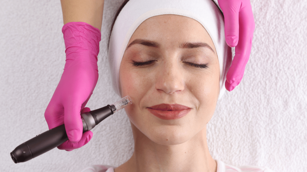 Woman receiving microneedling Santa Fe treatment